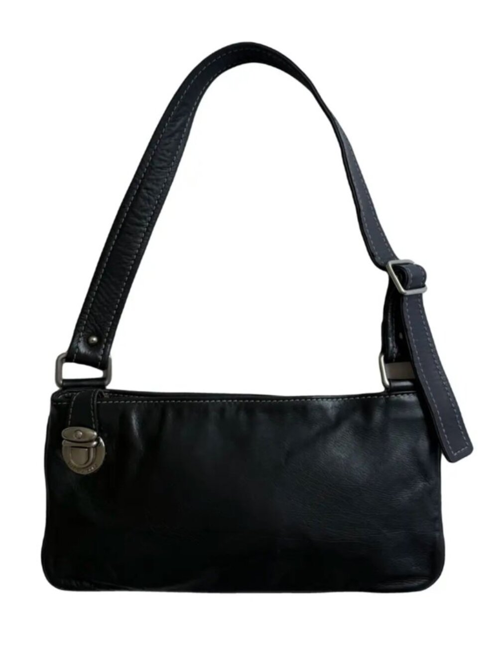 Vintage Y2K Marc Jacobs Black Leather Shoulder Bag Rare Baguette Purse
